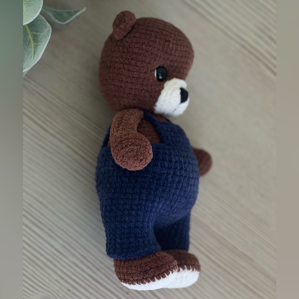 ‼️Handmade/Crochet Bear In Overalls ‼️ - Picture 5 of 8